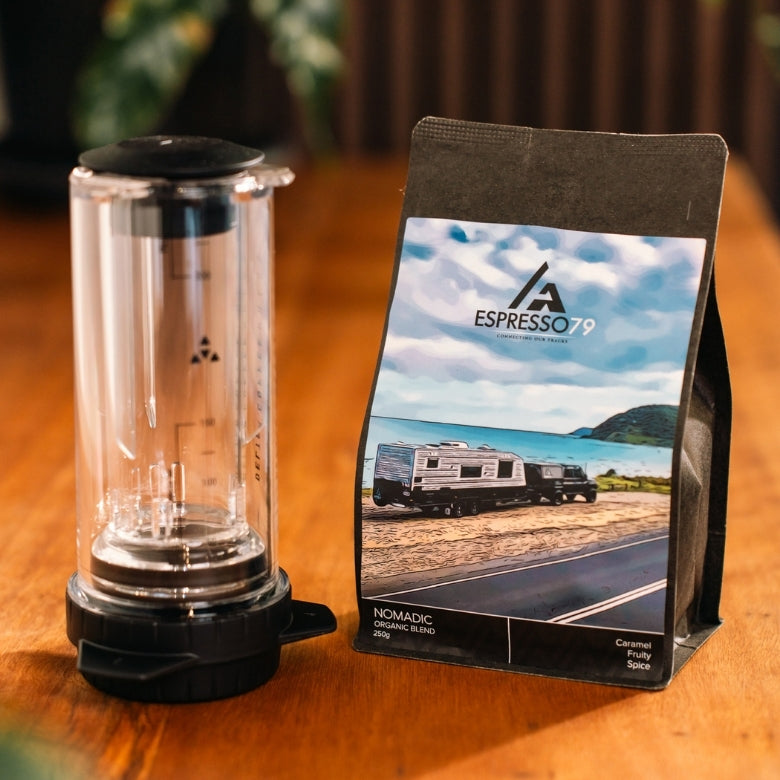 Delter Coffee Press & Nomadic Coffee Beans